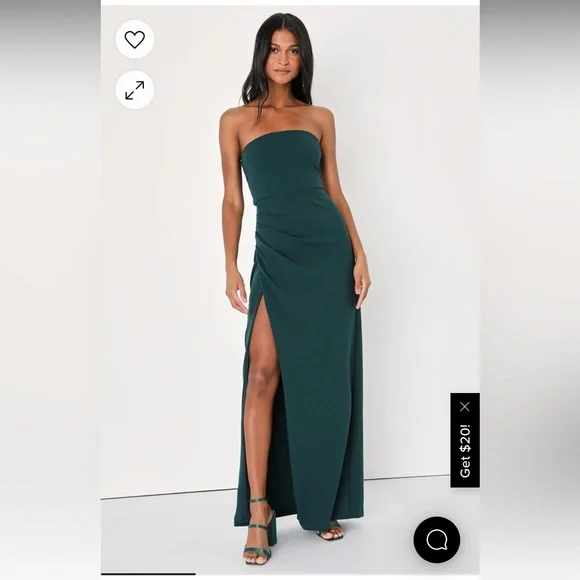 Lulus | Dresses | Lulus Foxy Emerald Green Strapless Maxi Dress | Poshmark